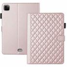 For iPad Pro 11 2022 / 2021 / 2020 Rhombus Lattice Leather Smart Tablet Case(Rose Gold) - 1