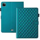 For iPad Pro 11 2022 / 2021 / 2020 Rhombus Lattice Leather Smart Tablet Case(Dark Green) - 1