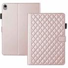 For iPad 10th Gen 10.9 2022 Rhombus Lattice Leather Smart Tablet Case(Rose Gold) - 1