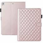 For iPad 10.2 2021 / 2020 / 10.5  Rhombus Lattice Leather Smart Tablet Case(Rose Gold) - 1