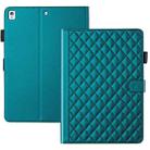 For iPad 10.2 2021 / 2020 / 10.5  Rhombus Lattice Leather Smart Tablet Case(Dark Green) - 1