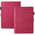 For iPad mini 5 / mini 4 / mini 3  Rhombus Lattice Leather Smart Tablet Case(Red) - 1