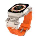 For Apple Watch SE 2023 44mm Stainless Steel Connector TPU Watch Band(Titanium Orange) - 1