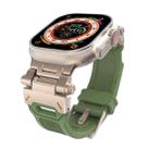 For Apple Watch SE 2023 44mm Stainless Steel Connector TPU Watch Band(Titanium Green) - 1