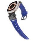 For Apple Watch Ultra 2 49mm Stainless Steel Connector TPU Watch Band(Black Blue) - 2