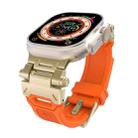 For Apple Watch Ultra 2 49mm Stainless Steel Connector TPU Watch Band(Gold Orange) - 1