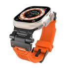 For Apple Watch Series 9 45mm Stainless Steel Connector TPU Watch Band(Black Orange) - 1