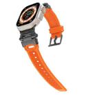 For Apple Watch Series 9 45mm Stainless Steel Connector TPU Watch Band(Black Orange) - 2