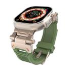 For Apple Watch Series 8 45mm Stainless Steel Connector TPU Watch Band(Titanium Green) - 1