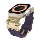 For Apple Watch SE 2022 44mm Stainless Steel Connector TPU Watch Band(Gold Purple) - 1