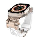 For Apple Watch SE 2022 44mm Stainless Steel Connector TPU Watch Band(Titanium White) - 1