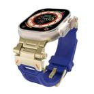 For Apple Watch Series 7 45mm Stainless Steel Connector TPU Watch Band(Gold Blue) - 1