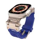 For Apple Watch Series 7 45mm Stainless Steel Connector TPU Watch Band(Titanium Blue) - 1