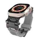For Apple Watch SE 44mm Stainless Steel Connector TPU Watch Band(Black Grey) - 1