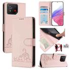 For Asus ROG Phone 8 Cat Rat Embossed Pattern RFID Leather Phone Case with Lanyard(Pink) - 1