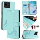 For Asus Zenfone 11 Ultra Cat Rat Embossed Pattern RFID Leather Phone Case with Lanyard(Mint Green) - 1