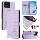 For Asus Zenfone 11 Ultra Cat Rat Embossed Pattern RFID Leather Phone Case with Lanyard(Purple) - 1