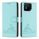 For Asus ROG Phone 9 / 9 Pro Cat Rat Embossed Pattern RFID Leather Phone Case with Lanyard(Mint Green) - 2