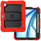 For iPad Air 11 2024 Silicone Hydric PC Tablet Case with Shoulder Strap & Holder(Red) - 2