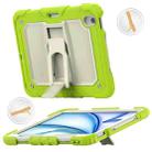 For iPad Air 11 2024 Silicone Hydric PC Tablet Case with Shoulder Strap & Holder(Yellow Green) - 1