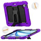 For iPad Air 11 2024 Silicone Hydric PC Tablet Case with Shoulder Strap & Holder(Purple) - 1