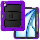 For iPad Air 11 2024 Silicone Hydric PC Tablet Case with Shoulder Strap & Holder(Purple) - 2