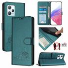 For Blackview A53 Cat Rat Embossed Pattern RFID Leather Phone Case with Lanyard(Peacock Green) - 1