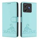 For Blackview Wave 8C Cat Rat Embossed Pattern RFID Leather Phone Case with Lanyard(Mint Green) - 2