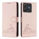 For Blackview Wave 8C Cat Rat Embossed Pattern RFID Leather Phone Case with Lanyard(Pink) - 2