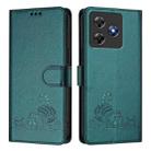 For Blackview Wave 8C Cat Rat Embossed Pattern RFID Leather Phone Case with Lanyard(Peacock Green) - 2