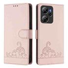 For Blackview Oscal Tiger 13 Cat Rat Embossed Pattern RFID Leather Phone Case with Lanyard(Pink) - 2