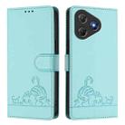 For Blackview Oscal Flat 2 / 2C Cat Rat Embossed Pattern RFID Leather Phone Case with Lanyard(Mint Green) - 2