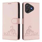 For Blackview Oscal Flat 2 / 2C Cat Rat Embossed Pattern RFID Leather Phone Case with Lanyard(Pink) - 2