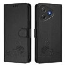 For Blackview Oscal Flat 2 / 2C Cat Rat Embossed Pattern RFID Leather Phone Case with Lanyard(Black) - 2