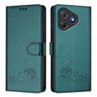 For Blackview Oscal Flat 2 / 2C Cat Rat Embossed Pattern RFID Leather Phone Case with Lanyard(Peacock Green) - 2