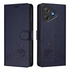 For Blackview Oscal Flat 2 / 2C Cat Rat Embossed Pattern RFID Leather Phone Case with Lanyard(Blue) - 2