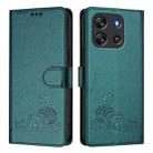 For Blackview Oscal Flat 1C Cat Rat Embossed Pattern RFID Leather Phone Case with Lanyard(Peacock Green) - 2