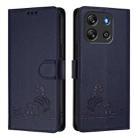 For Blackview Oscal Flat 1C Cat Rat Embossed Pattern RFID Leather Phone Case with Lanyard(Blue) - 2