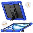 For iPad Air 13 2024 Silicone Hydric PC Tablet Case with Shoulder Strap & Holder(Blue) - 1