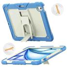 For iPad Air 13 2024 Silicone Hydric PC Tablet Case with Shoulder Strap & Holder(Beige Cyan-blue) - 1