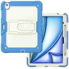 For iPad Air 13 2024 Silicone Hydric PC Tablet Case with Shoulder Strap & Holder(Beige Cyan-blue) - 2