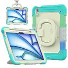 For iPad Air 11 2024 Handle Silicone Hydric PC Tablet Case with Shoulder Strap(Rainbow Blue) - 1