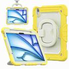 For iPad Air 11 2024 Handle Silicone Hydric PC Tablet Case with Shoulder Strap(Yellow) - 1