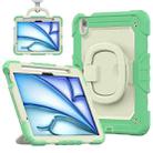 For iPad Air 11 2024 Handle Silicone Hydric PC Tablet Case with Shoulder Strap(Light Green) - 1