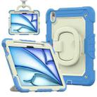 For iPad Air 11 2024 Handle Silicone Hydric PC Tablet Case with Shoulder Strap(Cyan-blue) - 1