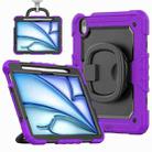 For iPad Air 11 2024 Handle Silicone Hydric PC Tablet Case with Shoulder Strap(Purple) - 1