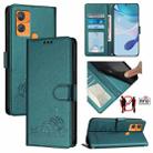 For Oukitel C33 Cat Rat Embossed Pattern RFID Leather Phone Case with Lanyard(Peacock Green) - 1