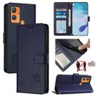 For Oukitel C33 Cat Rat Embossed Pattern RFID Leather Phone Case with Lanyard(Blue) - 1