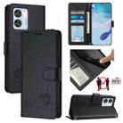 For Oukitel C36 / C35 Cat Rat Embossed Pattern RFID Leather Phone Case with Lanyard(Black) - 1