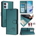 For Oukitel C36 / C35 Cat Rat Embossed Pattern RFID Leather Phone Case with Lanyard(Peacock Green) - 1